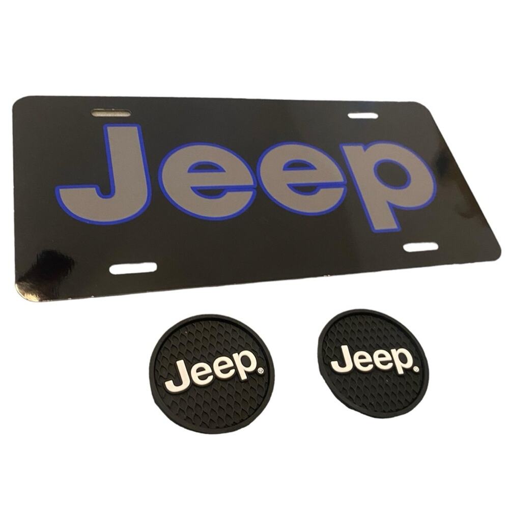 Car Jeep decorative license plate with two matching coasters Auto Accessories